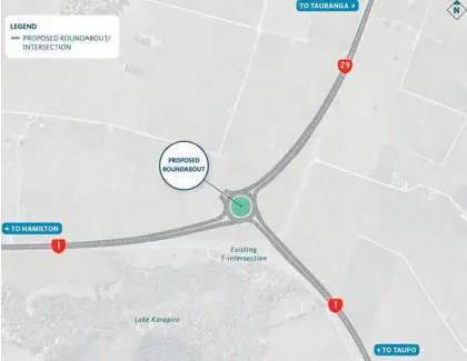  ?? ?? The roundabout will replace the high-risk T-intersecti­on where State Highway 1 and State Highway 29 meet.