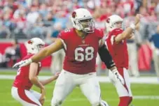  ?? Rick Scuteri, The Associated Press ?? Veteran offensive tackle Jared Veldheer was traded to the Broncos by the Arizona Cardinals on Friday. The Broncos gave up a sixthround pick in the April 26-28 draft. Veldheer, 30, allowed five sacks last season.