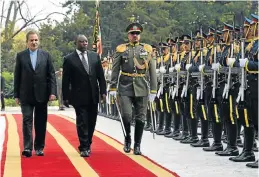  ?? Picture: SIYABULELA DUDA ?? NO CONTROVERS­Y, PLEASE: Cyril Ramaphosa and the first vice-president of the Islamic Republic of Iran, Es’hag Jahangiri, at a welcome ceremony in Tehran