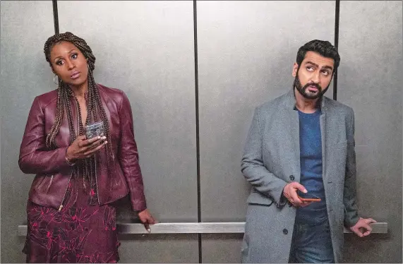  ?? SKIP BOLEN/NETFLIX VIA AP ?? Issa Rae as Leilani, left, and Kumail Nanjiani as Jibran in a scene from “The Lovebirds.”