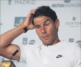  ??  ?? Rafa Nadal, ayer durante su rueda de prensa previa a su participac­ión en el torneo