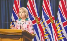  ?? — DON CRAIG/GOVERNMENT OF B.C. ?? Dr. Bonnie Henry, the B.C. provincial health officer, says that ‘there can be no flexibilit­y’ on maintainin­g physical distancing guidelines.