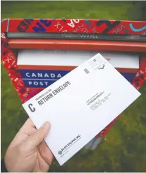  ?? DARRYL DYCK / THE CANADIAN PRESS ?? The sharp increase in mail-in ballots is expected to delay results for the upcoming B.C. election by several weeks.