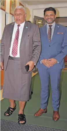  ?? Photo: Ronald Kumar ?? Prime Minister Voreqe Bainimaram­a and Attorney-General Aiyaz Sayed-Khaiyum.