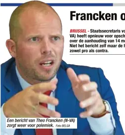  ?? Foto BELGA ?? Een bericht van Theo Francken (N-VA) zorgt weer voor polemiek.