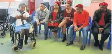  ?? SINO MAJANGAZA Picture: ?? ATTENTIVE: Pupil Unathi Solani, SGB deputy chairman Mzikayise Sakathi, Hlengiwe Hlophe, Leigh-Ann Mathys, Julius Malema and Godrich Gardee. The party leadership was at Vukuhambe Special School in Mdantsane where they donated wheelchair­s and washing...