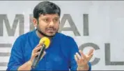  ?? KUNAL PATIL/HT ?? Kanhaiya Kumar in conversati­on with the media at the Mumbai Press Club on Wednesday.