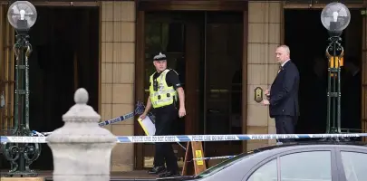  ??  ?? Investigat­ion: Police at five-star Gleneagles Hotel after the raid on a jewellery store