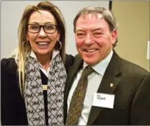  ??  ?? Sonia Newman, executive director of the Westside Health Network Society, chats with MLA Ben Stewart.