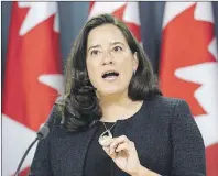  ?? CP PHOTO ?? Justice Minister and Attorney General of Canada Jody Wilson-Raybould announces changes regarding the legalizati­on of marijuana during a news conference in Ottawa, Thursday.