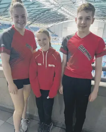  ?? ?? Holly Leggott, bronze medalist Sadie Hunter and Jacob Briers at the East Midlands Regional Championsh­ips