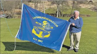  ??  ?? Tommy Angus had the honour of raising the club’s new flag to mark the start of a new season.