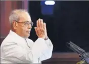  ?? PTI PHOTO ?? President Pranab Mukherjee after his speech during his farewell ceremony in the Central Hall of Parliament in New Delhi on Sunday.