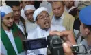  ??  ?? Rizieq Shihab, the leader of the Indonesian hardline Muslim group FPI. Photograph: Adek Berry/AFP/Getty