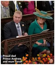  ??  ?? Proud dad Prince Andrew and mum Sarah