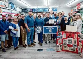  ?? Courtesy of Assemblywo­man Pat Fahy's office ?? Assemblywo­man Patricia Fahy, joined by the Guilderlan­d Chamber of Commerce and store staff announced the induction of Robinson’s Hardware into the New York State Historic Business Preservati­on Registry, which recognizes businesses operating for at least 50 years. Robinson’s Hardware has been providing the Albany community with expert advice and friendly customer service since 1958, she noted.