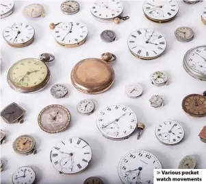  ??  ?? Various pocket watch movements