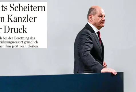  ?? MAURIZIO GAMBARINI / FUNKE FOTO SERVICES ?? Bundeskanz­ler Olaf Scholz (SPD) kann sich keinen weiteren Fehlgriff leisten.