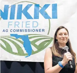  ?? JOHN RAOUX/AP ?? Nikki Fried speaks June 7 at a reception during the Florida Democratic Party state conference in Orlando.