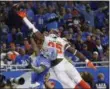  ?? PAUL SANCYA — ASSOCIATED PRESS ?? David Njoku (85), defended by Lions cornerback Darius Slay (23), is unable to catch a pass during the first half Nov. 12 in Detroit.