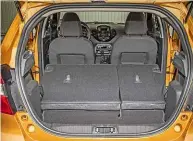  ??  ?? Fold the seats, and boot capacity rises from 270 litres to 849 litres. Rear passengers get reasonable legroom, thanks to upright seating position. Face is unmistakab­ly Ford