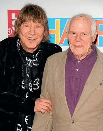  ?? AP ?? James Rado, left, with composer Galt MacDermot at the opening night of a 2009 revival of Hair on Broadway.