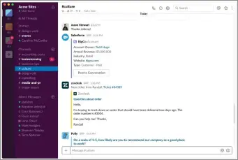  ??  ?? Group communicat­ion tools like Slack can help you feel connected to your dispersed colleagues