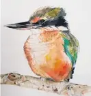  ??  ?? A kingfisher is one of many Anne has captured on art paper during her prolonged stay due to Covid.