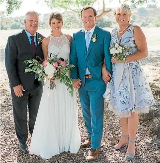  ?? PHOTOS: BARRY CLAYTON ?? Barry Clayton, left, and his wife, Jo, right, at the wedding of their son Mike and his wife Meredith.