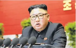  ?? KOREAN CENTRAL NEWS AGENCY ?? North Korean leader Kim Jong Un disclosed a list of high-tech weapons systems under developmen­t Friday.