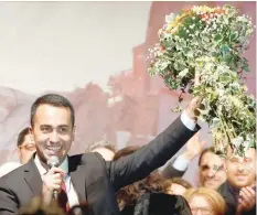  ?? — Reuters ?? 5-Star Movement leader Luigi Di Maio speaks to supporters.