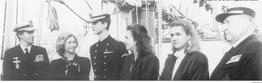  ?? ARCHIVO ?? En 1987, los Reyes de España, el Príncipe de Asturias, las Infantas Elena y Cristina y el Conde de Barcelona, en el buque ‘Juan Sebastián de Elcano’.