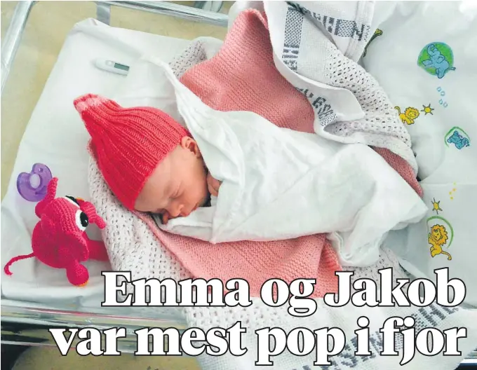  ?? MODELLKLAR­ERT FOTO: FRANK JOHANNESSE­N ?? NYFØDT: Nyfødt baby Sørlandet sykehus. Ved valg av navn går Emma og Jakob igjen i Aust-Agder i fjor.