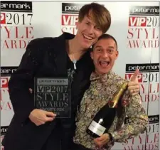  ??  ?? Don O’Neill and husband Pascal Guillermie celebratin­g the big VIP Style Award title at the weekend.