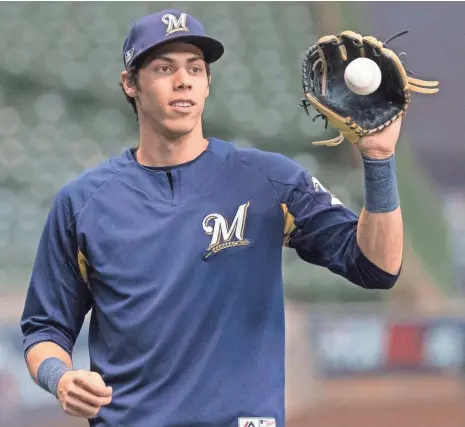  ?? MARK HOFFMAN / MILWAUKEE JOURNAL SENTINEL ?? Christian Yelich grew up in the Los Angeles area and was a big fan of the Dodgers.