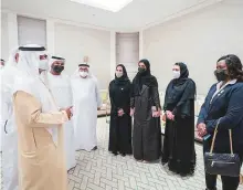  ??  ?? ■ Shaikh Nahayan interacts with Expo 2020 Dubai volunteers. UAE nationals make up 45 per cent of the volunteers.