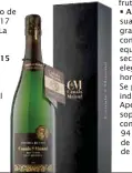  ??  ?? RESERVA DE L’ AVI Añada 2015 Por su largo envejecimi­ento es un Gran Reserva (triple brut) .En botella numerada, presenta un bouquet triple seco, excelente al paladar, con un aroma a hierba seca y gusto sincero, redondo y limpio. De color dorado luminoso, su burbuja es pequeña y constante, de corona sostenida. Servirlo entre 6 y 8º C.