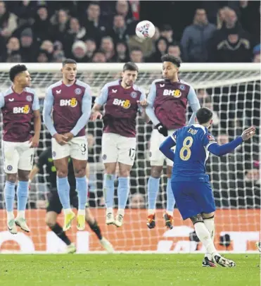  ?? ?? Chelsea’s Enzo Fernandez scores his team’s third goal during last night’s FA Cup tie at Villa Park