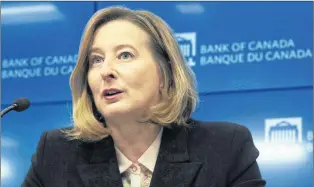  ?? CP FILE PHOTO ?? Bank of Canada Senior Deputy Governor Carolyn Wilkins responds to a question during a news conference in Ottawa earlier this year.