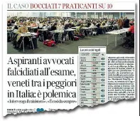  ??  ?? La notizia sulla polemica relativa agli aspiranti avvocati bocciati all’esame di praticanta­to in Veneto, apparsa sul nostro giornale in data 17 luglio 2018