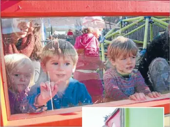  ??  ?? Inspectors: Curious two-year-olds Charlotte Harrison, Leo von Dadelszen and Aidan Gracie check out the big people’s handy work.