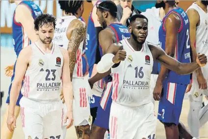  ?? FOTO: EFE ?? Garuba celebra la victoria tras una batalla intensa.
Los puntos de Llull y los rebotes de Garuba fueron determinan­tes