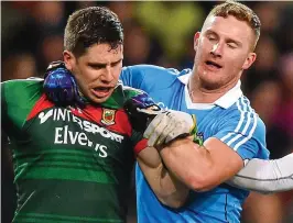  ??  ?? Key battle: Mayo’s Lee Keegan and Dublin’s Ciarán Kilkenny