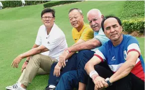  ??  ?? National icons: (From left) Wong, Soh, Santokh and Hassan say they make it a point to keep in touch with each other.