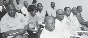  ??  ?? Delegates follow proceeding­s during the Confederat­ion of Zimbabwe Industries round table meeting at a Bulawayo hotel yesterday