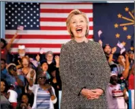  ?? AP/ PAUL SANCYA ?? Democratic presidenti­al candidate Hillary Clinton reacts to the audience during a campaign stop in Indianapol­is on Sunday ahead of Indiana’s primary Tuesday.