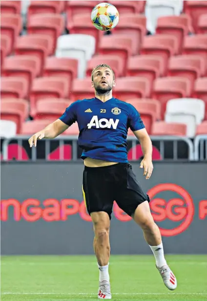  ??  ?? Looking up: Luke Shaw says United’s young players can make an impact