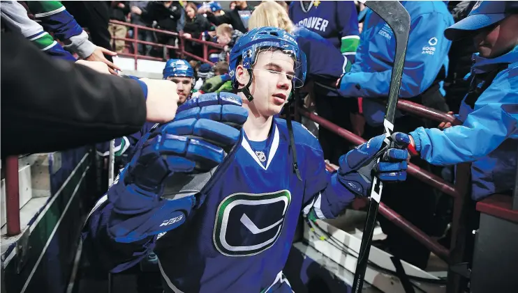  ?? — GETTY IMAGES FILES ?? Nikolay Goldobin has impressed Canucks fans with his potential since being acquired from the San Jose Sharks, but hasn’t earned a regular spot yet.