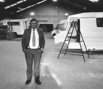  ??  ?? ‘VISIONARY BUSINESSMA­N’: Noel O’Hanlon in his ambulance factory in Longford in 1988. He went on to become chairman of various national companies. Photo: Tony Reddy