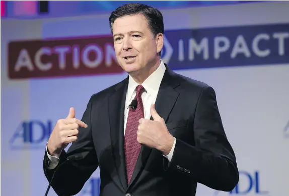  ?? — AP FILES ?? Then-FBI director James Comey speaks in Washington earlier this month. The White House is disputing a report that President Donald Trump asked Comey to shut down an investigat­ion into ousted national security adviser Michael Flynn.